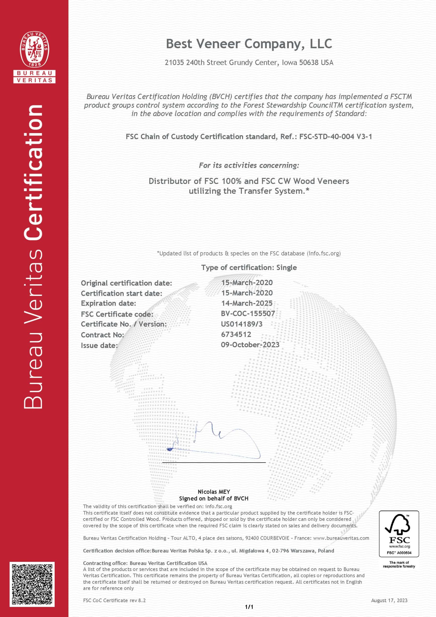 BVC Environment Certificate